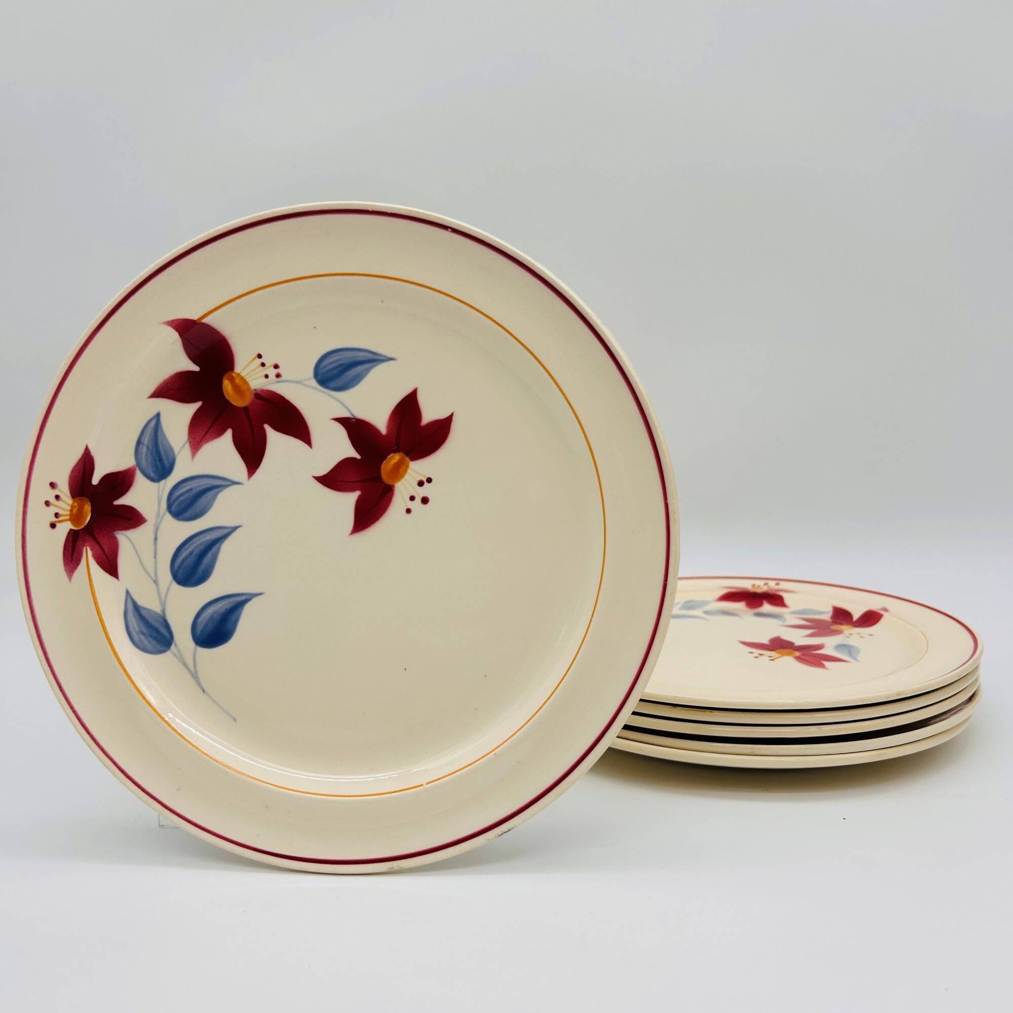 6 flat plates. Moulin des Loups. Model Sylvie.