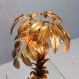Hollywood regency Hans Kogl palm tree table lamp metal gold gilt 1970