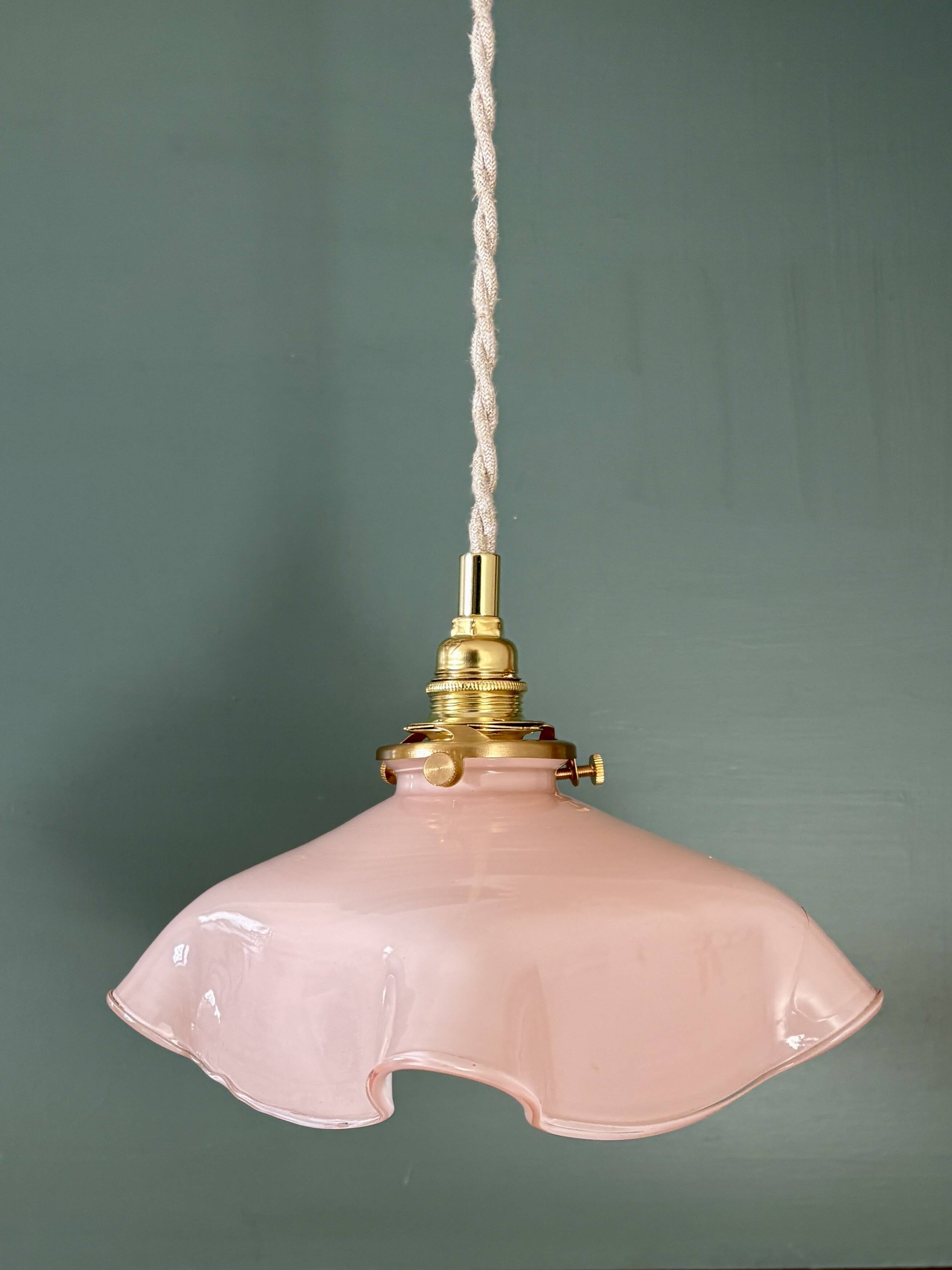 Vintage pink opaline pendant light