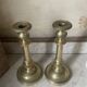 Pair of 19th century guilloche brass candlesticks