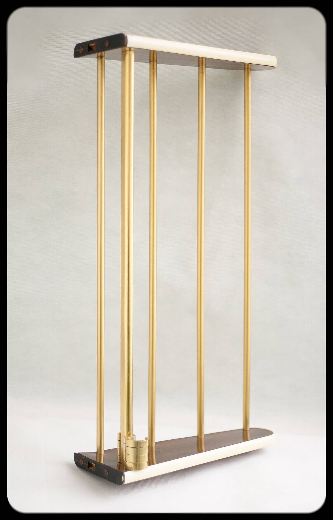 vintage formica and brass coat rack, cloakroom, hooks, hanger, shelf, hooks, coat hooks, decoration