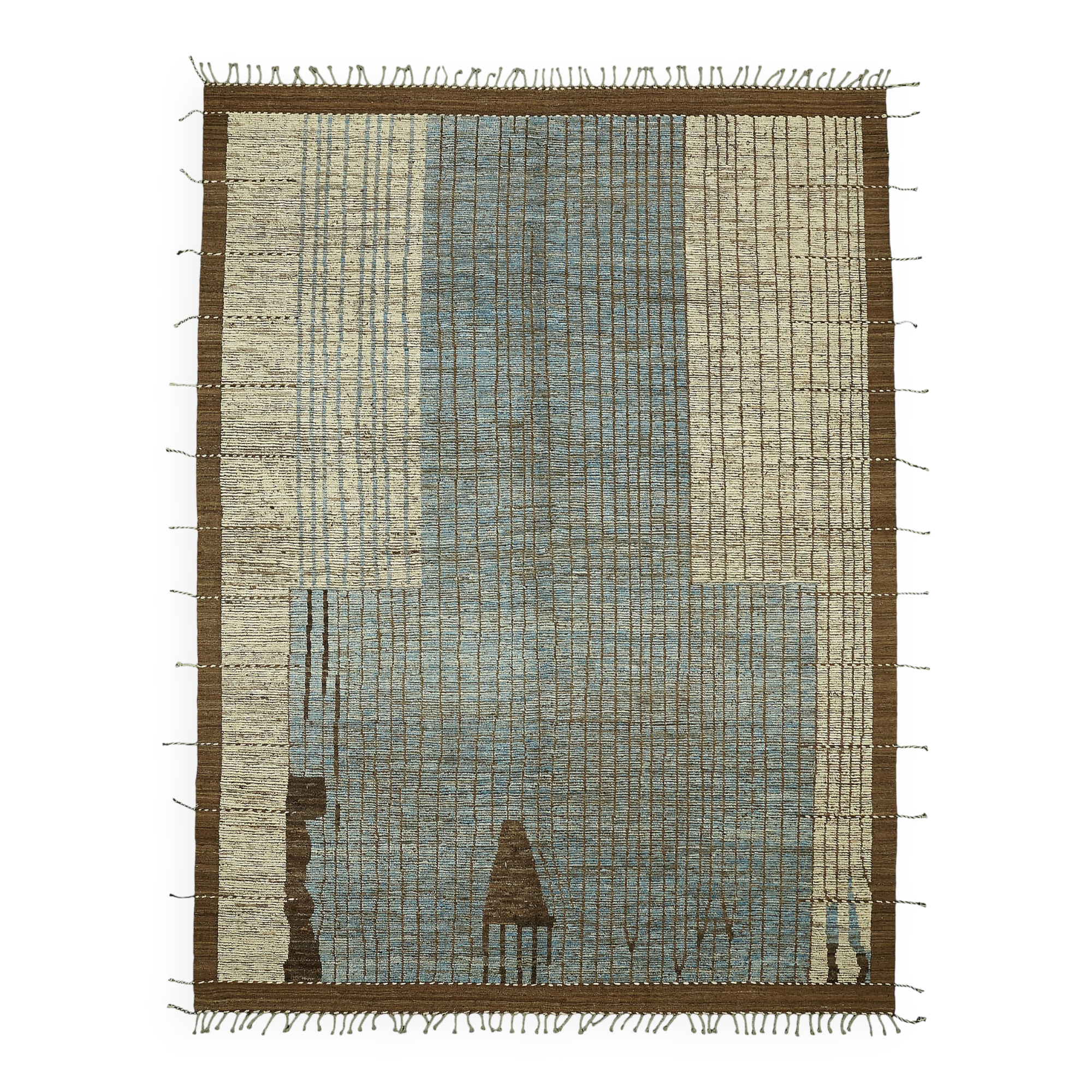 Handwoven Tribal One of a Kind 286 cm x 380 cm Brown Wool Carpet