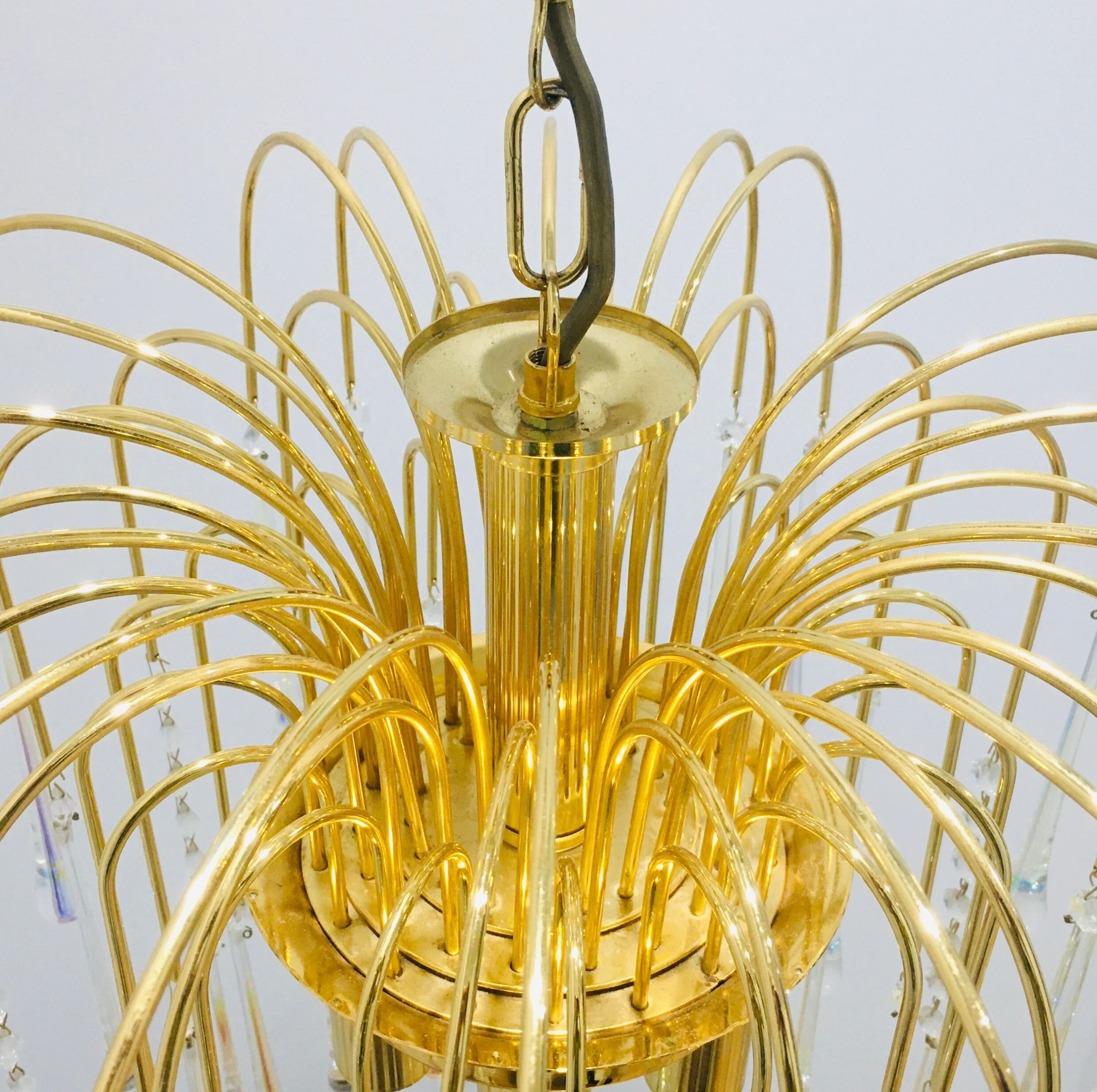 Murano glass & brass teardrop waterfall chandelier/ceiling lamp, italy