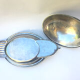 Serving dish foie gras silver metal
