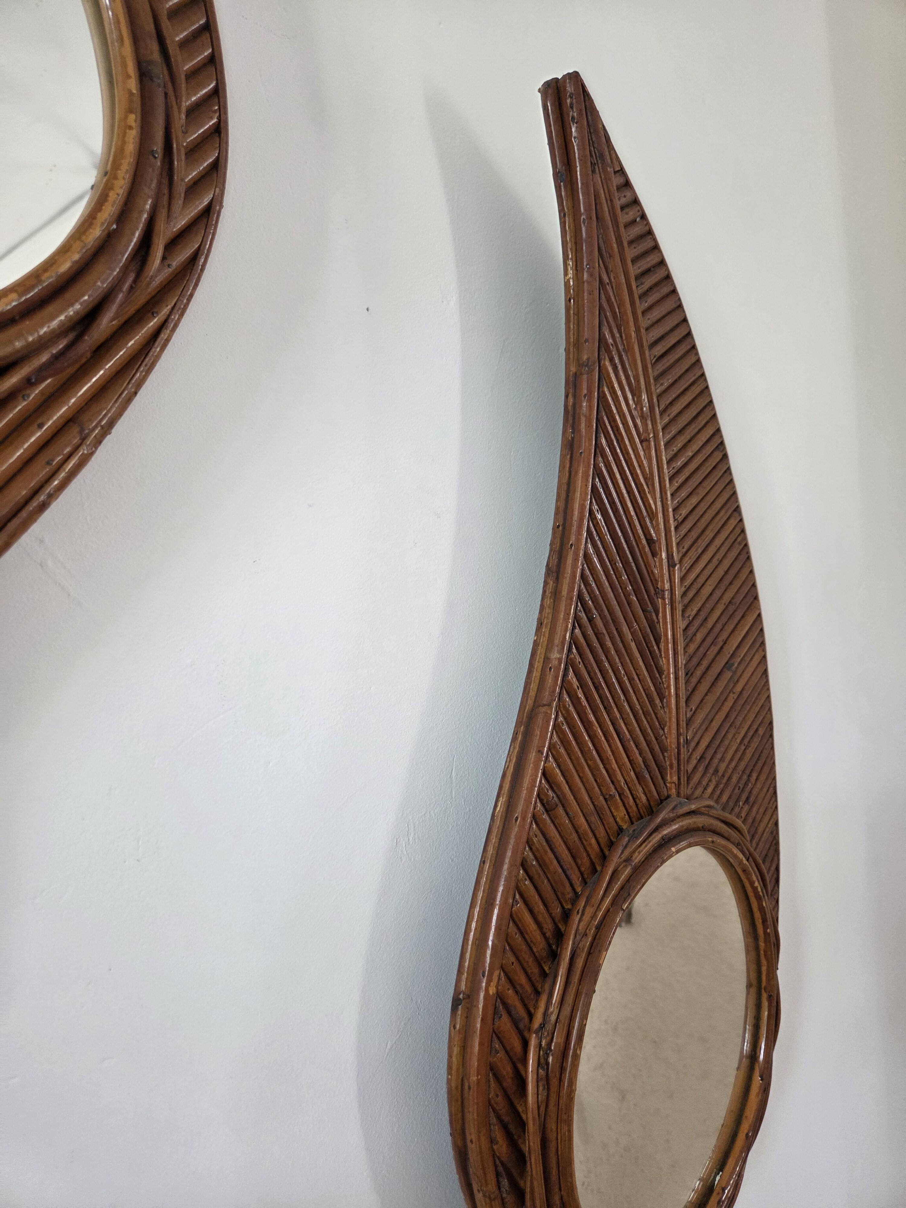 Pair of bamboo mirrors Vivai Del Sud