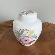 Wedgwood "Meadow Sweet" Ginger Jar, Decorative Storage Pot, Bone China with Pink and Blue Flowers
