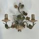 Pair of Wall Lights with Floral Basket in Painted Sheet Metal. Italian Work. Circa 19.
