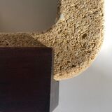 Brutalist candle holder xxl in stone and wood 1970