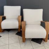 Pair of large rocking chairs reupholstered in White Boucle