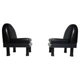 Black leather loungers in the style of The Brisk One by Ettore Sottsass, 1980.
