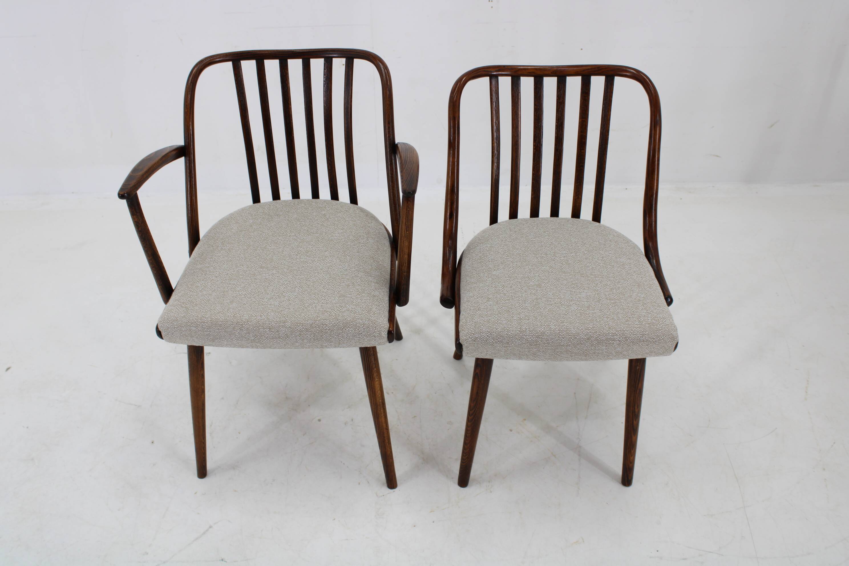 1960s Antonin Suman Set of Six Beech Dining Chairs, Restored