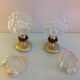 Pair of bubbled glass globe bedside lamps / vintage 60s-70s