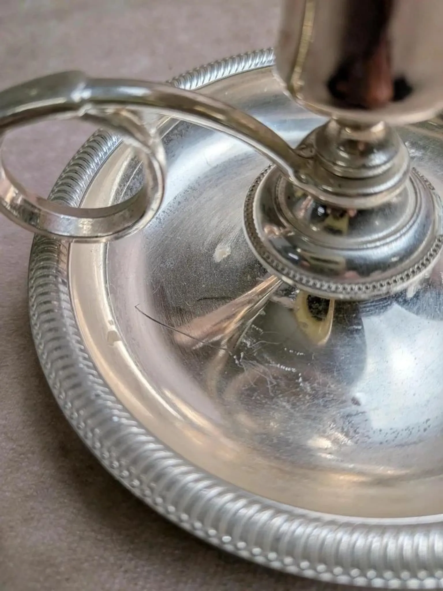 Silver-plated hand candlestick – Rat of the cellar – Vintage