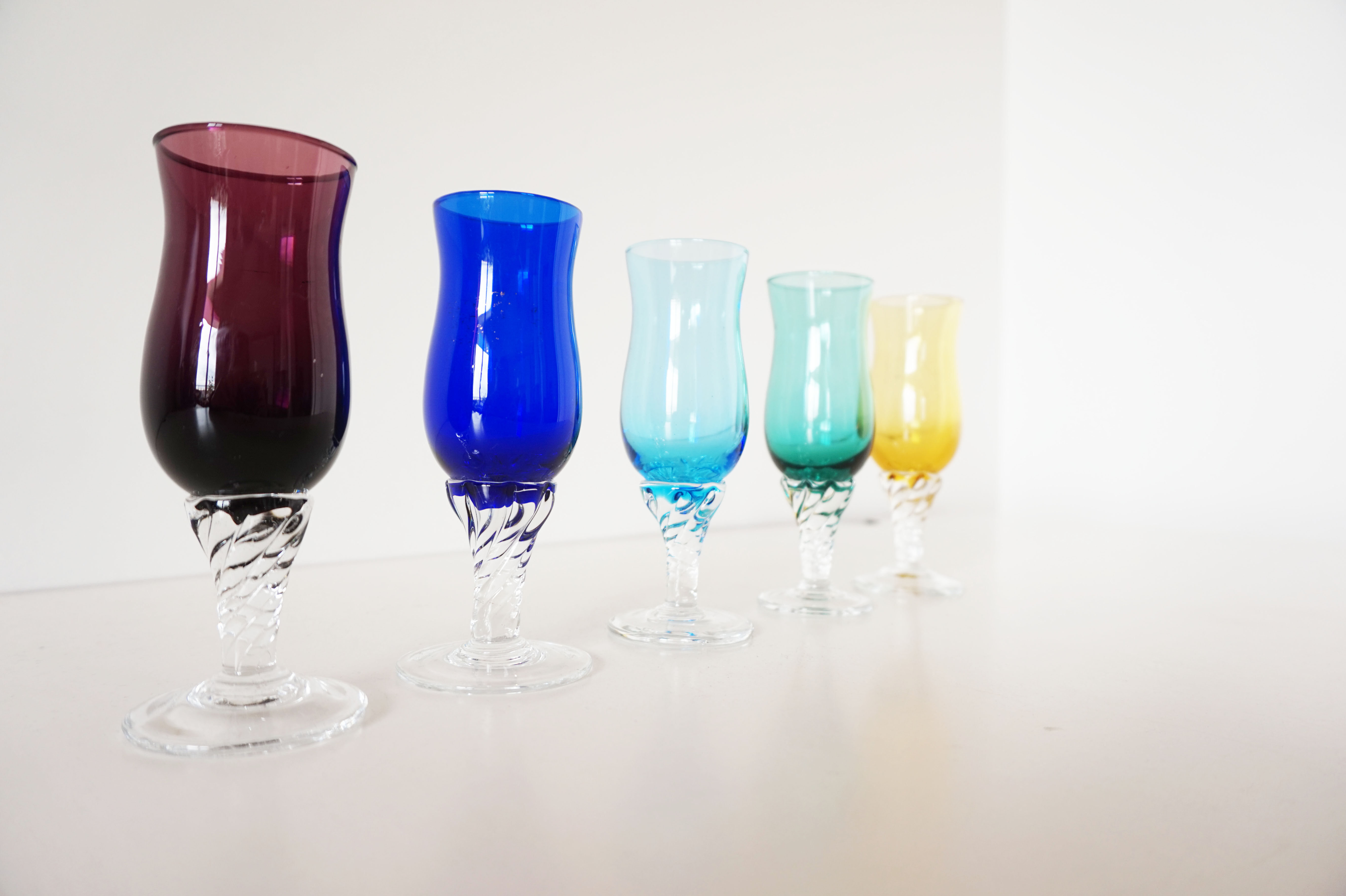 Villa D’Este - Lot De 6 Verres à Liqueur Prisma Ocean - 45 Ml - Verre Travaillé Surface Décorative - Lave-vaisselle