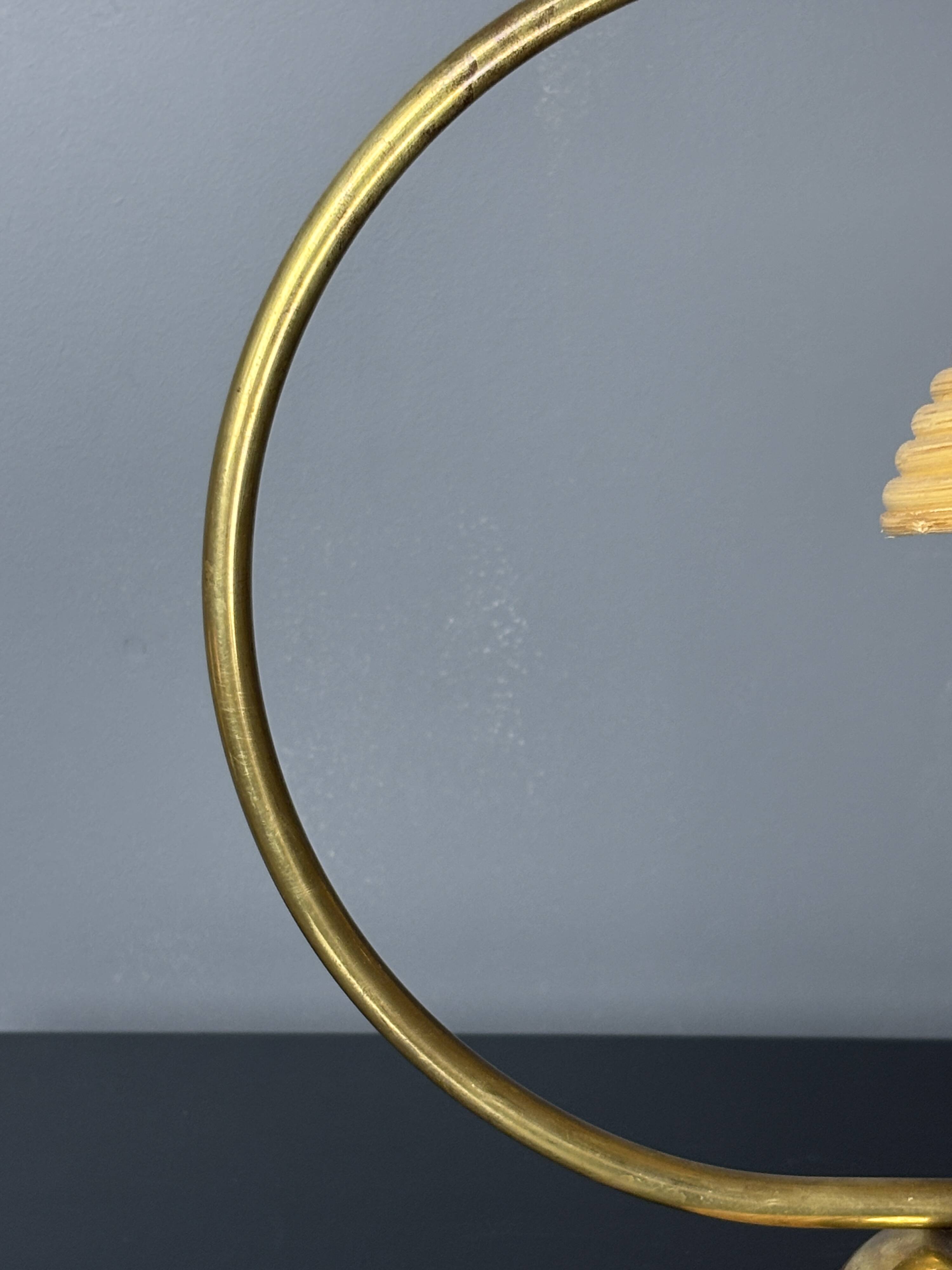 Midcentury pencil reed rattan bamboo and brass table lamp, Italy, 1970s
