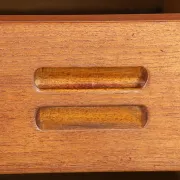 XL Danish sideboard in teak, oak and leatherette, 280 cm, by Nana Ditzel 1960.