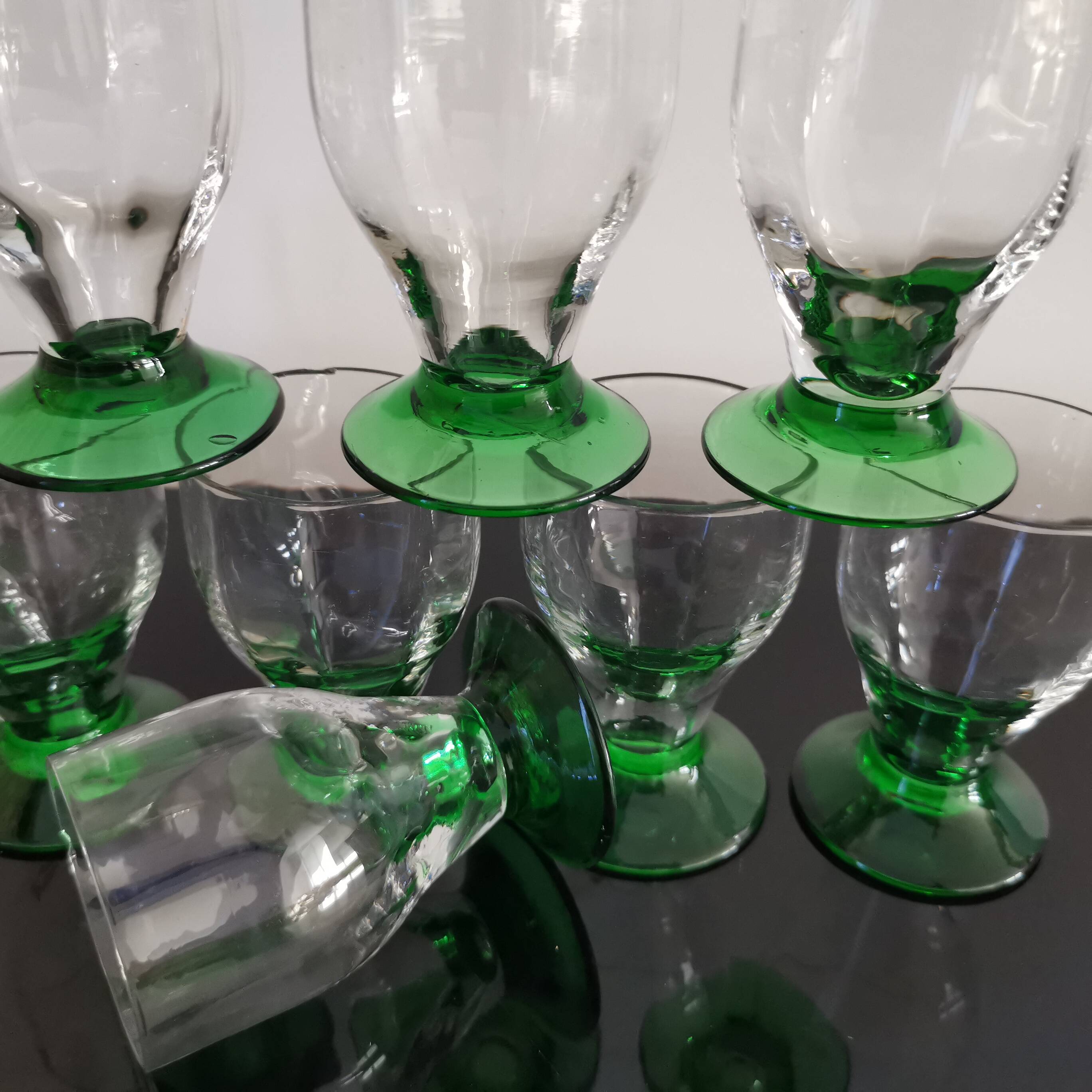 8 old stemmed glasses, 1930s