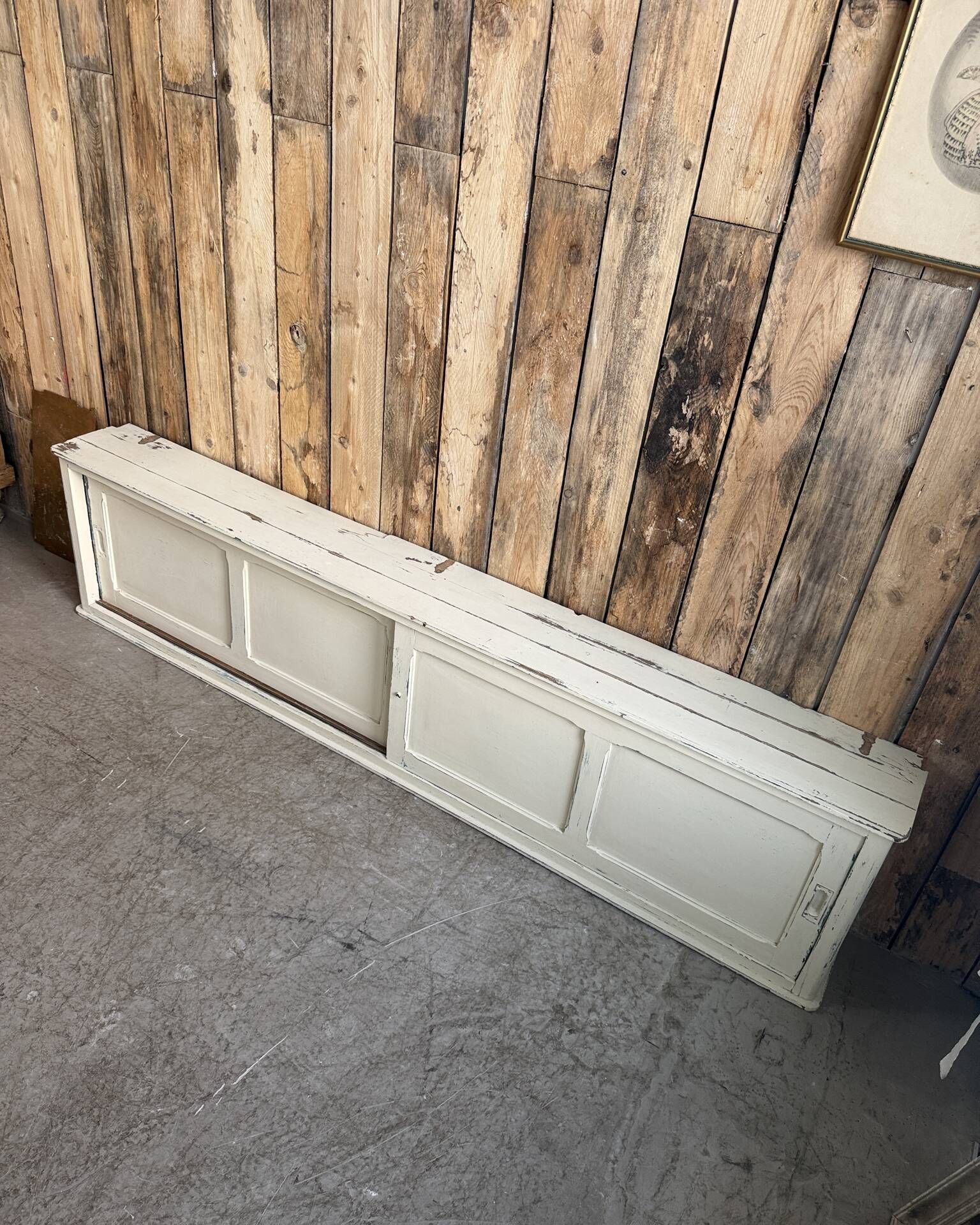 Vintage patinated work cabinet with sliding doors (renovated)