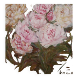 Peony bouquet painting signed and delivered with its certificate
