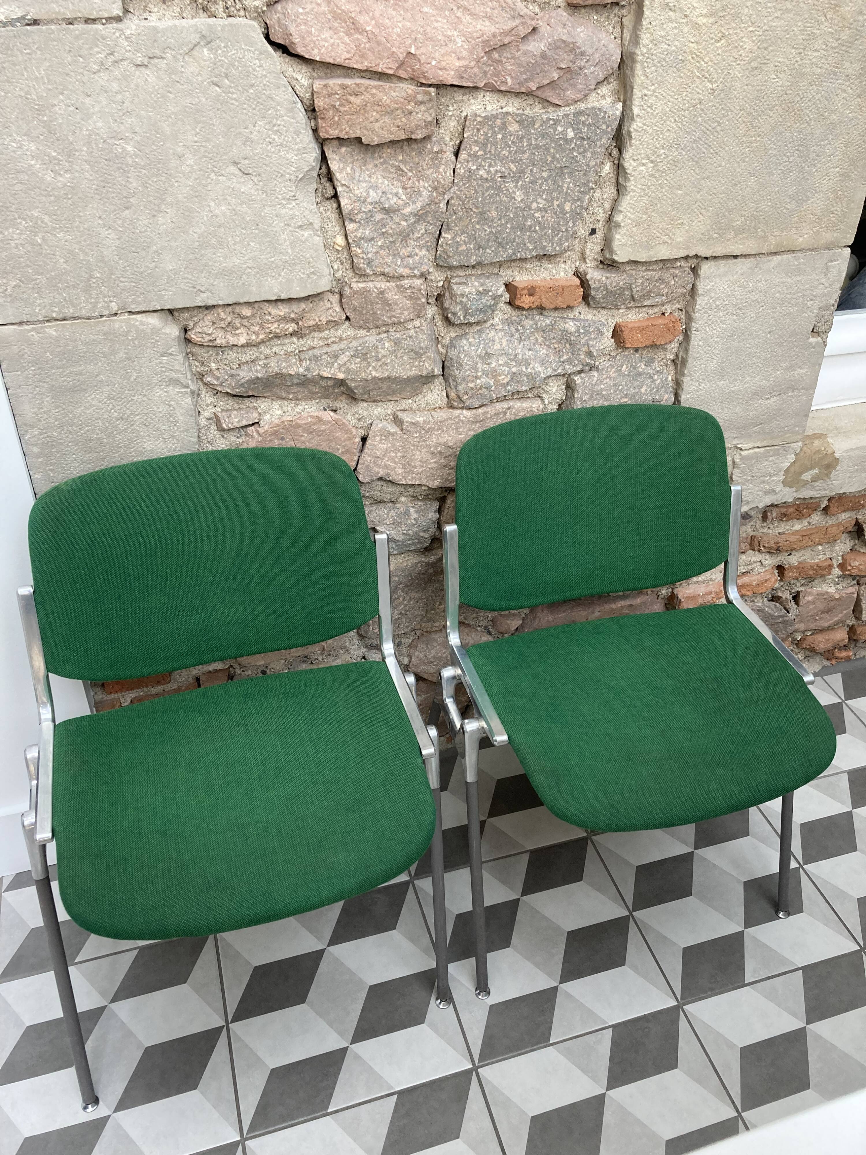 Pair of green DSC 106 chairs by Giancarlo Piretti