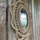 Large braided rattan mirror 1960
