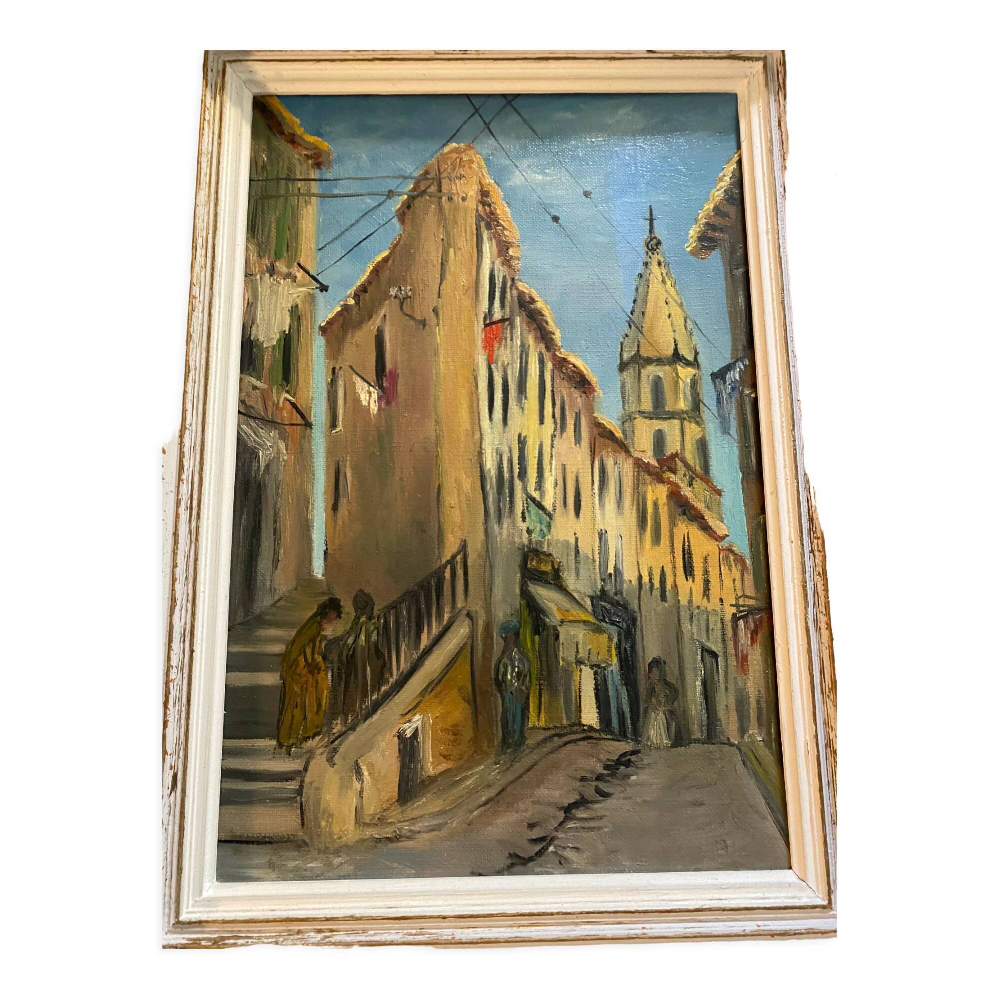 Painting of Marseille, vintage