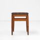 Art Deco wooden stool with leather top, Belgium ca. 1920