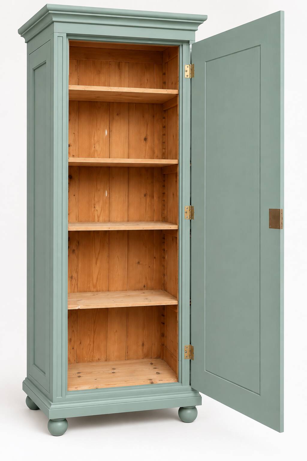 Parisian bonnetière, solid pine, Art Deco, renovated, grey-green.
