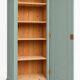 Parisian bonnetière, solid pine, Art Deco, renovated, grey-green.