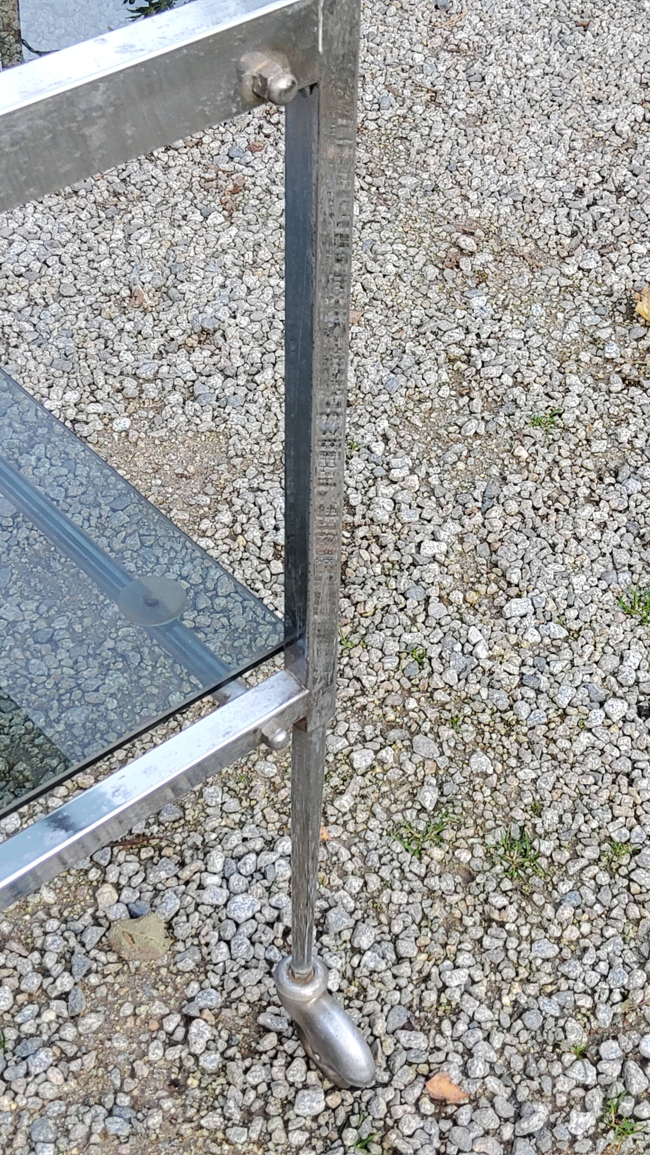Console service of the 70s double trays smoked glass chrome base