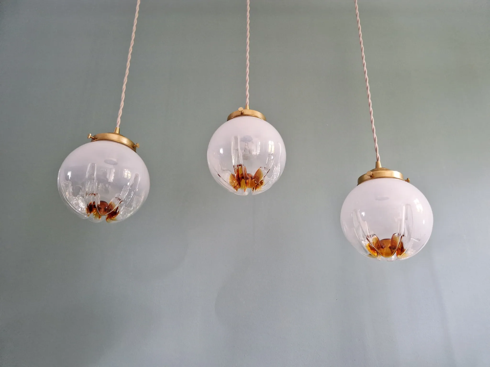 Suspension Space Age en verre de Murano, Mazzega, 1970