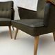 Pair of vintage wooden and fabric armchairs from the 1960s.
