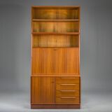 Large Vintage Bookcase with Bar in Teak by Heinrich Riestenpatt, 1960s