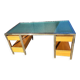 Bureau vintage design verre chrome double face en hêtre