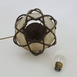 Bedside lamp, table lamp in rattan, bamboo Louis Sognot. 50s