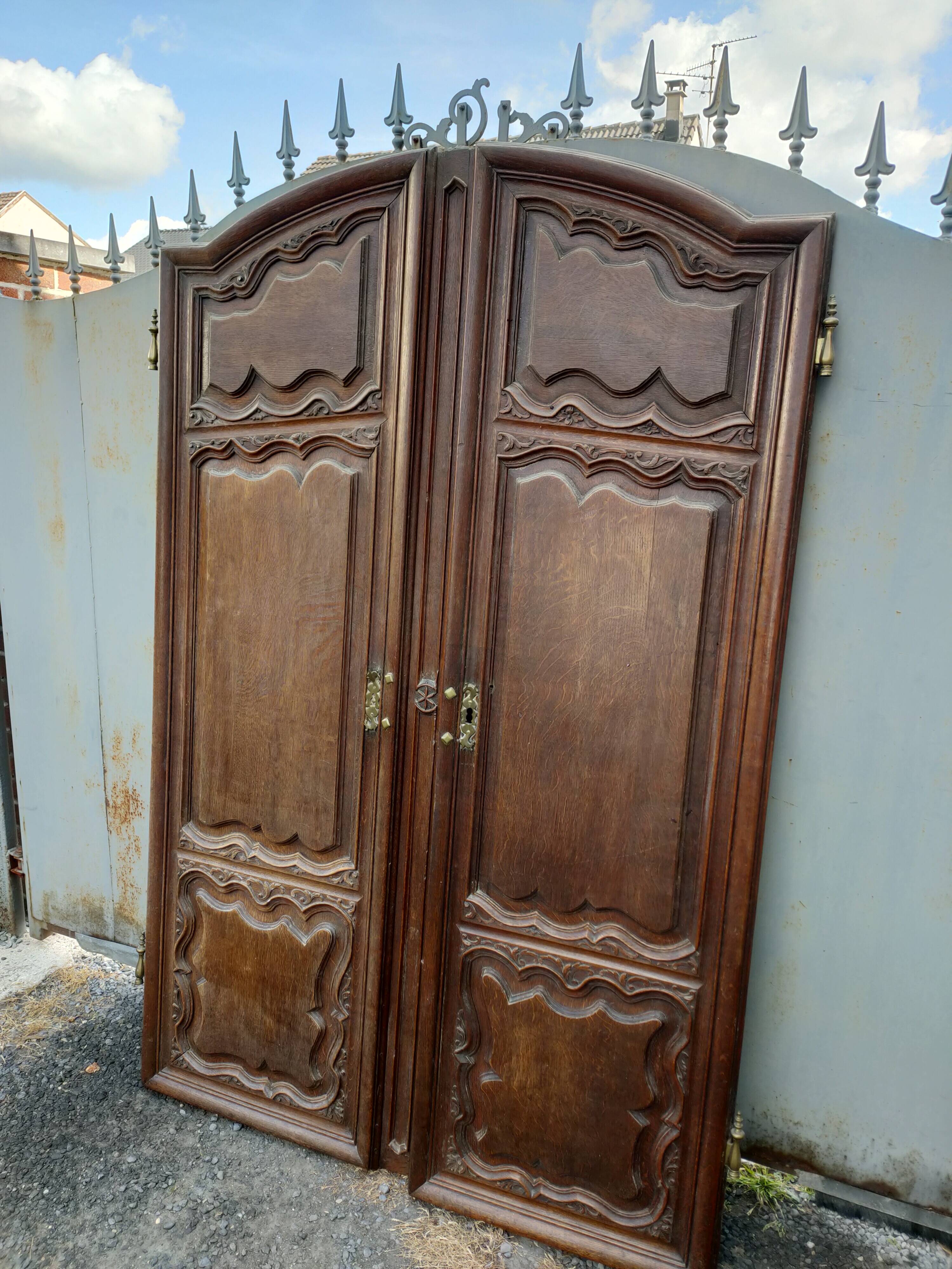 Pair of antique oak wardrobe doors