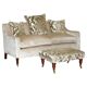 Fabric sofa and footstool, handmade in England.
