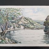 André Duculty (1912-1990) Watercolor on paper "Les Andelys (Normandy)" Signed lower right