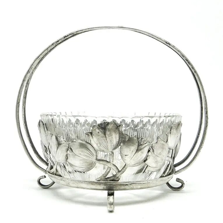 Sugar bowl, postmodernism, silver-plated brass, HEFRA, Poland, 1970s