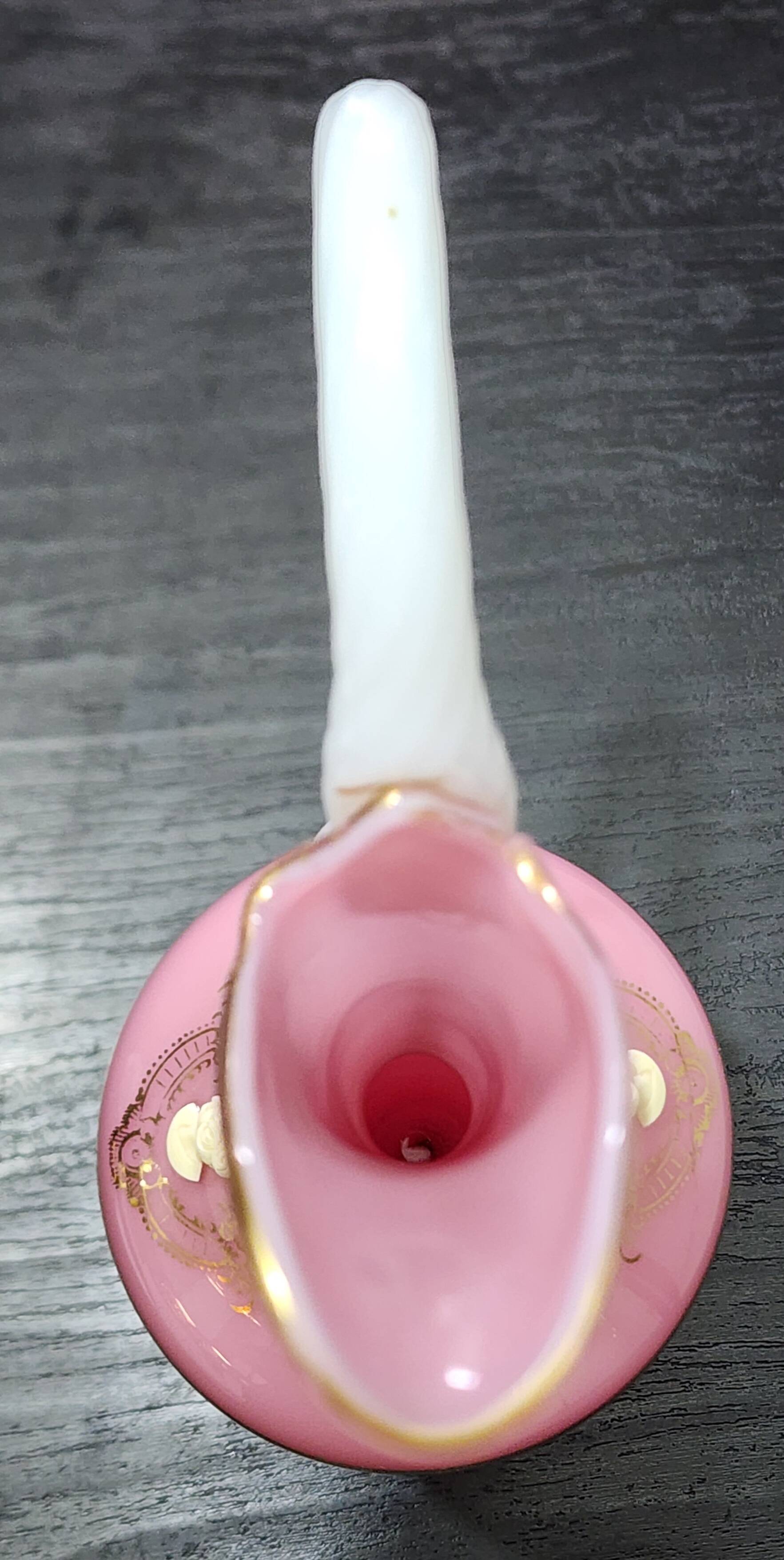 Vintage ewer vase opaline glass pink / blue and gold