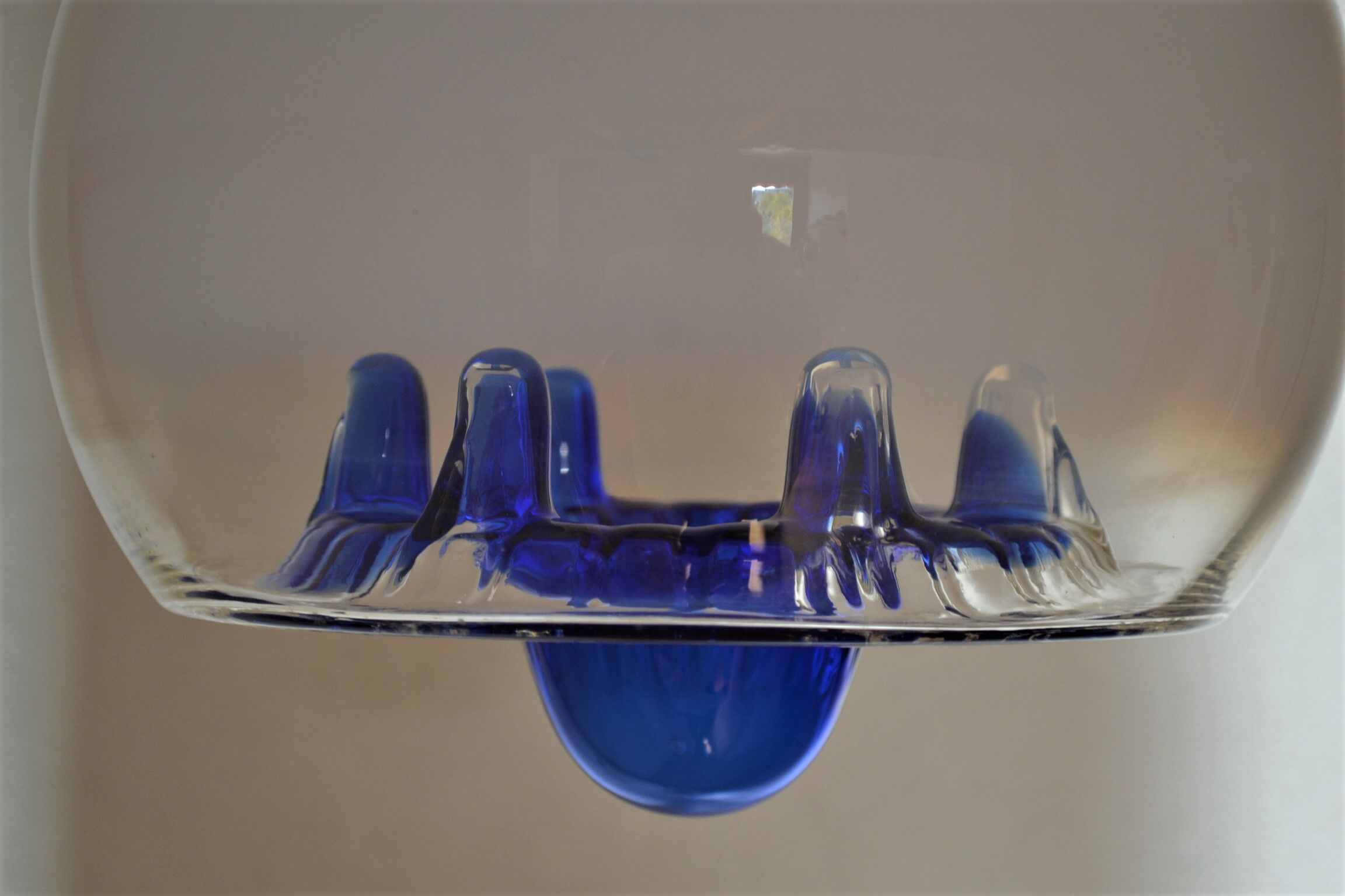 Blown glass globe hanging lamp 1970