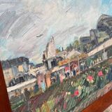 Large painting Les Halles de Paris Pierre Gogois