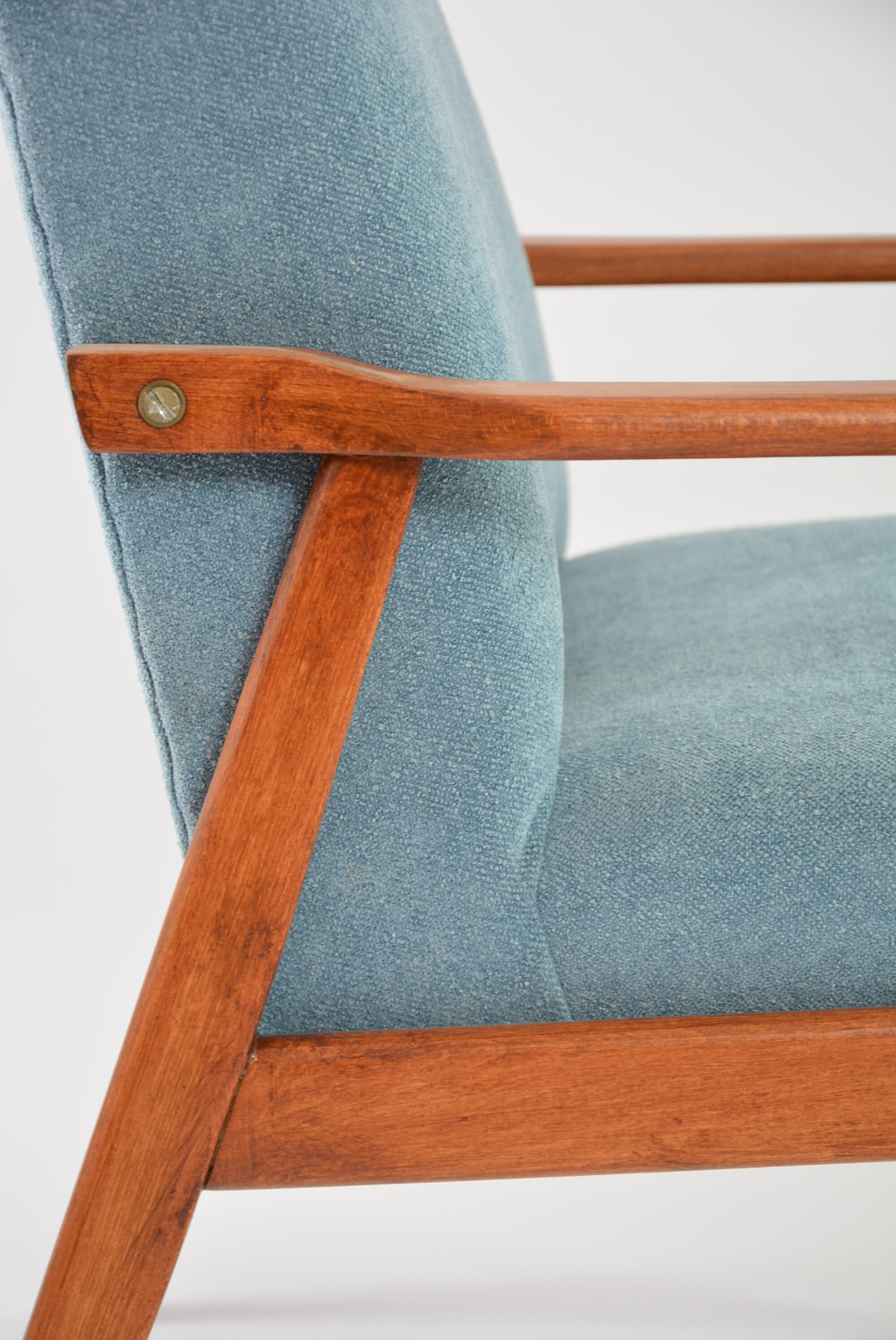 Renovated vintage armchairs sky blue