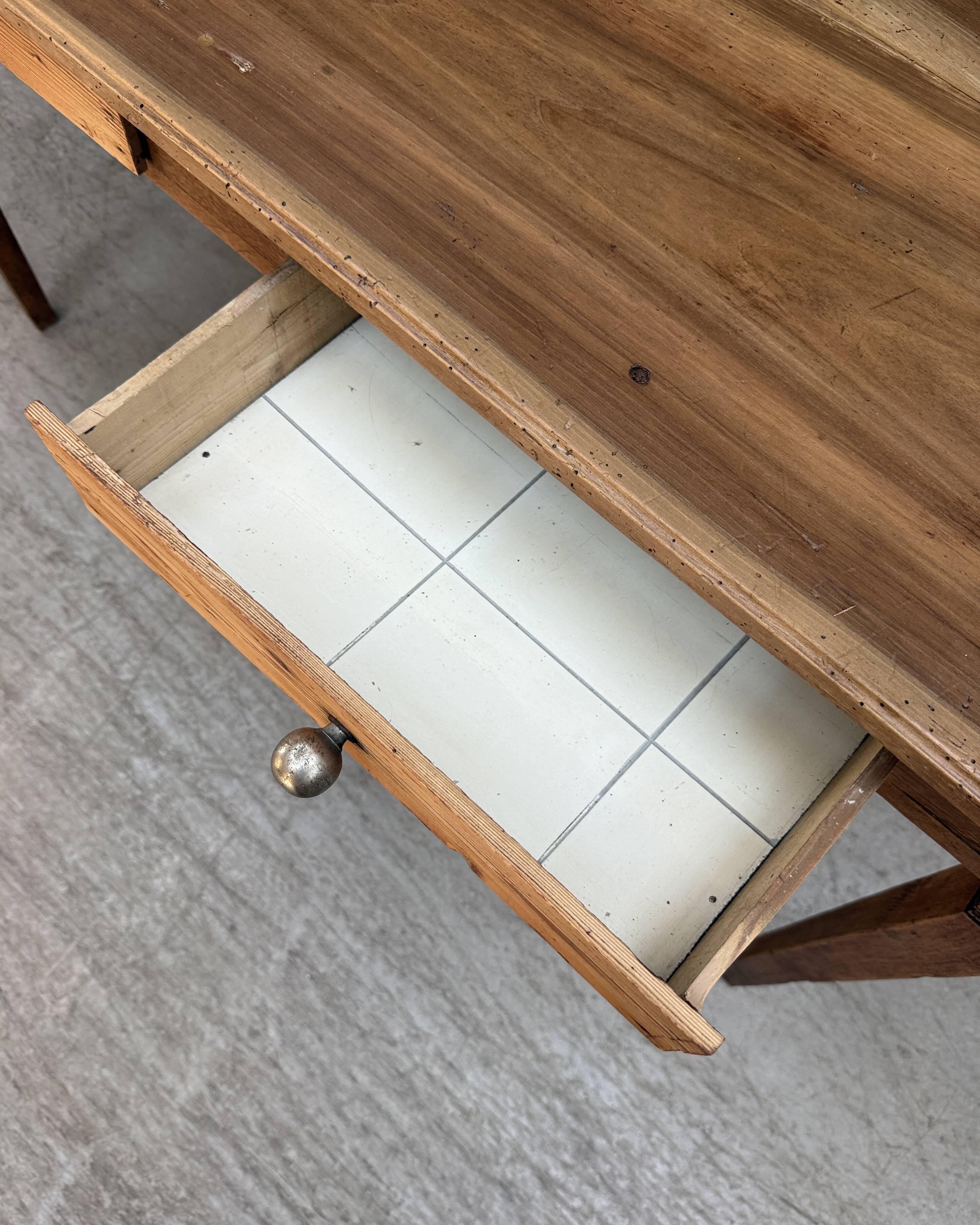 Renovated oak and walnut farmhouse table.