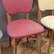 6 vintage chairs from the 50s/60s, wooden structure and skai covering.