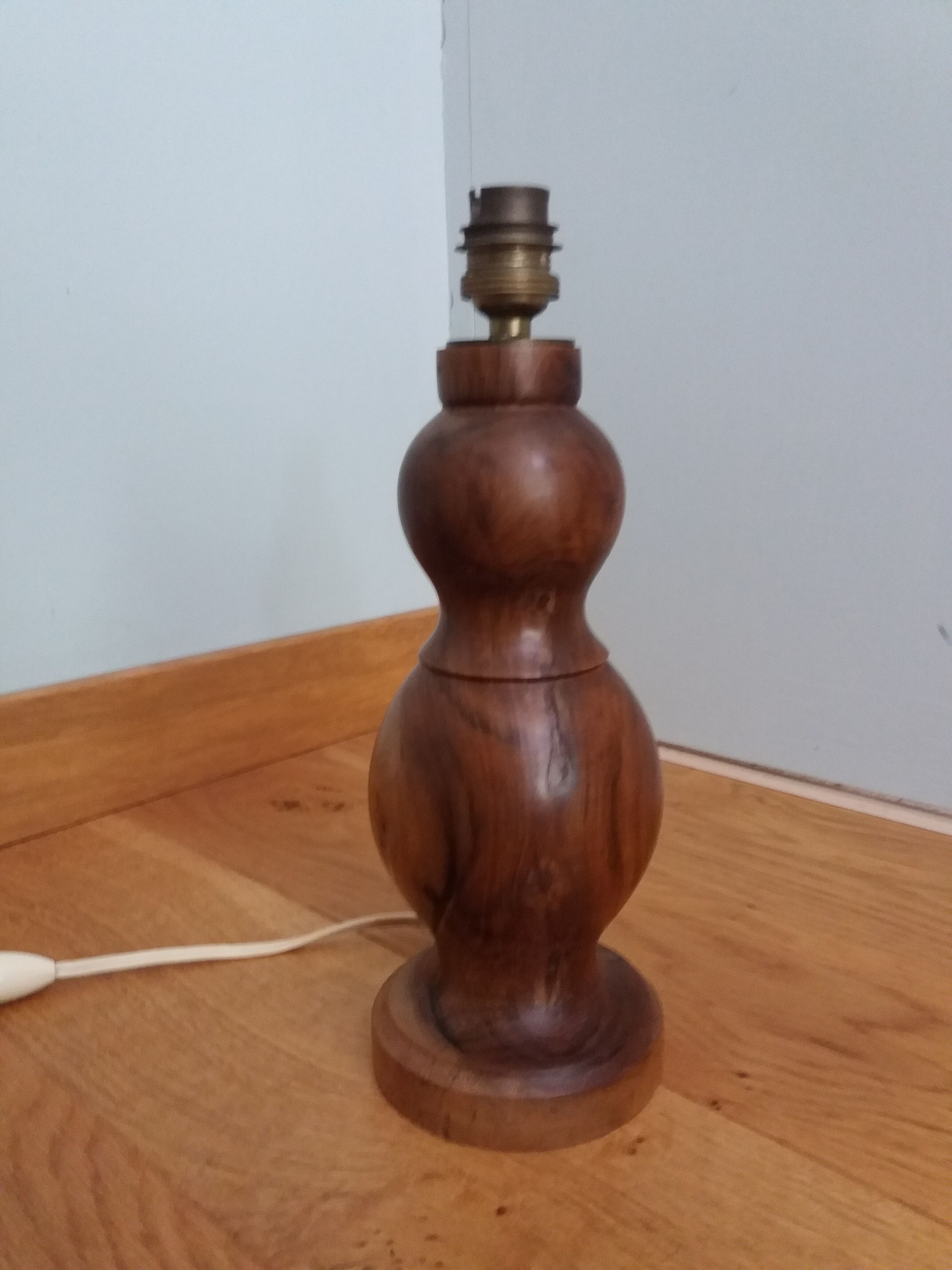 Handmade turned wooden foot lamp