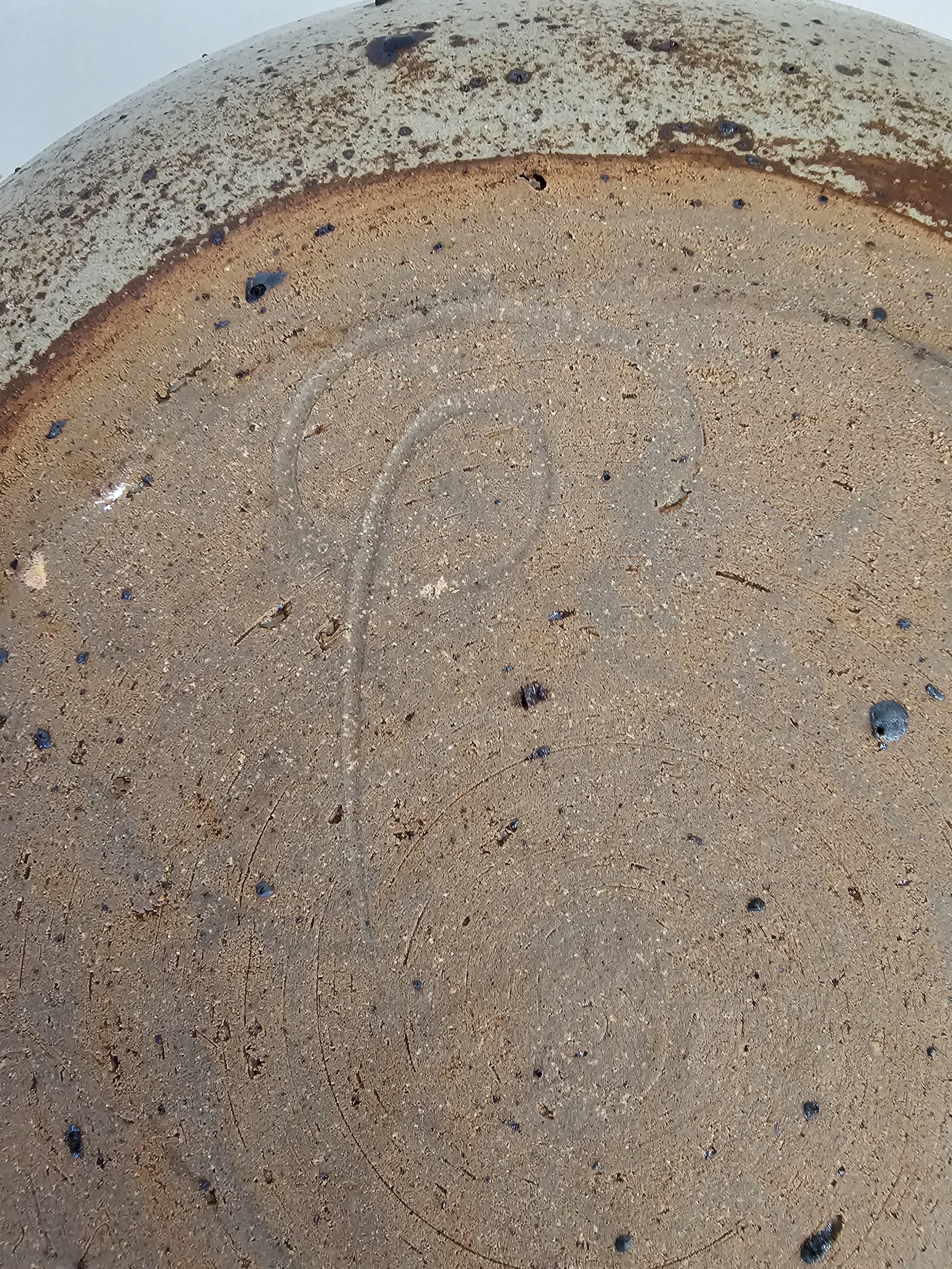 Salad bowl Ceramic stoneware pyrithione dish signed pictogram 34cm