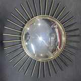 ancien Miroir Soleil Oeil De Sorcière laiton bruni