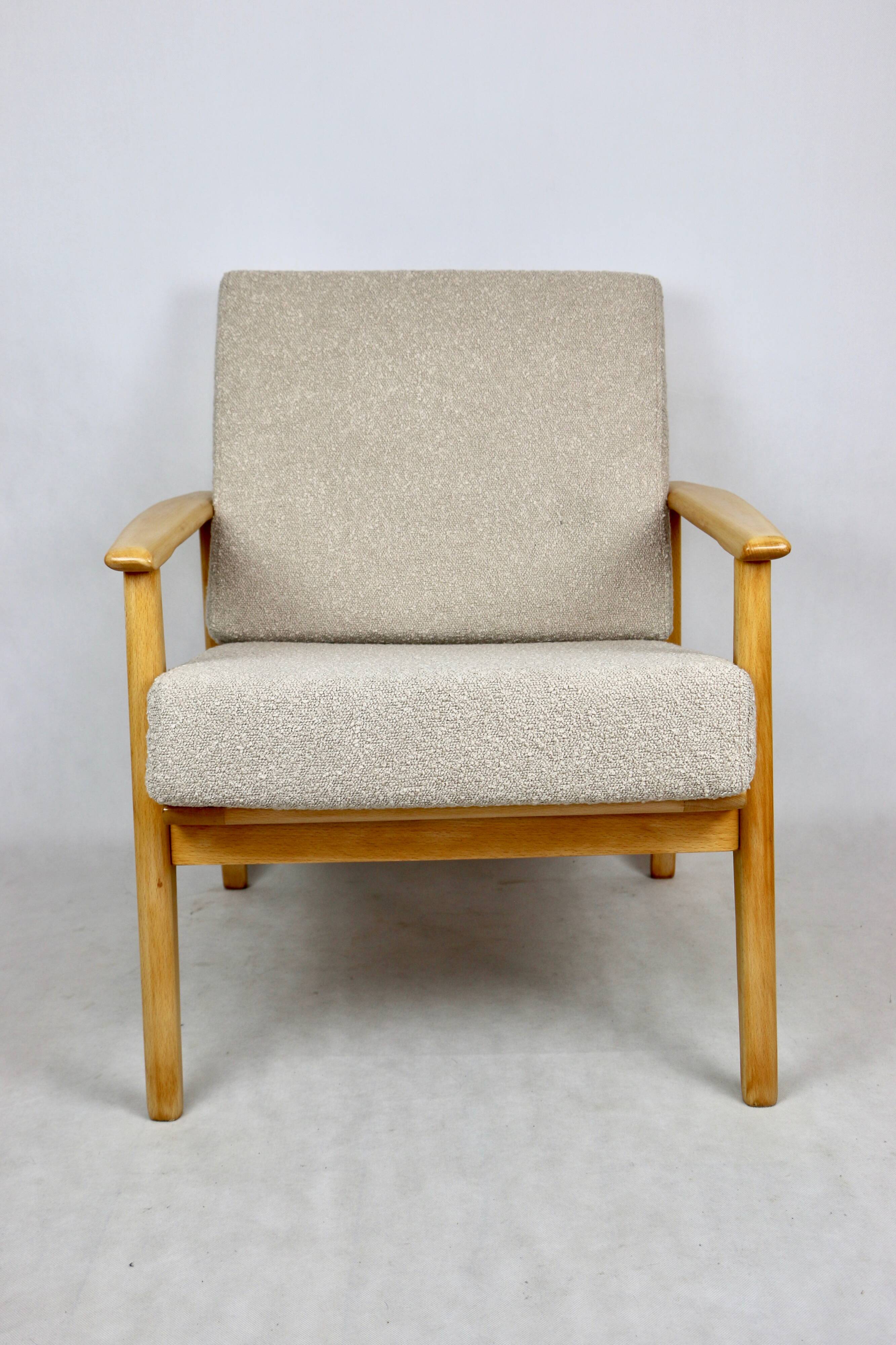 Danish Beige Boucle Armchair, 1970s