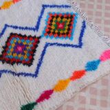 Ecru Moroccan rug with coloured patterns 250cm x 150cm